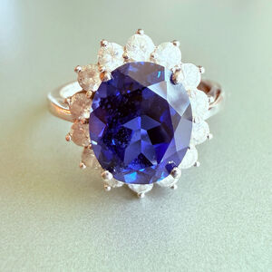 Bradford Exchange Princess Diana Tribute Sapphire Halo Sterling Silver 925 Ring